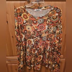 NWT Women's Floral Long Sleeve Top - Multicolor